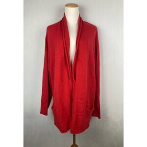 J. Jill Wool Cashmere Blend Red Open Front Cardigan Size 3X Casual Versatile.